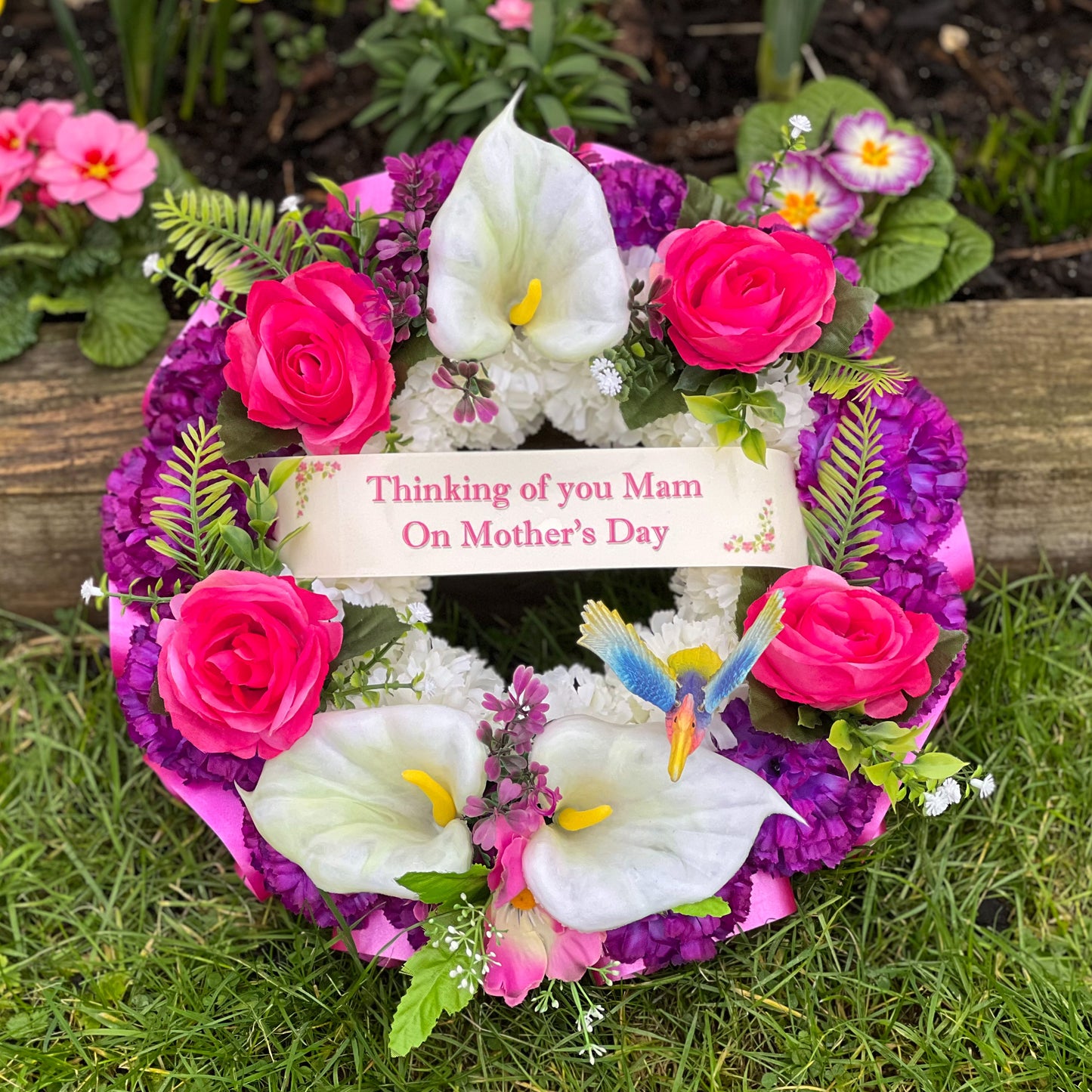 Purple Mother’s Day Grave Wreath