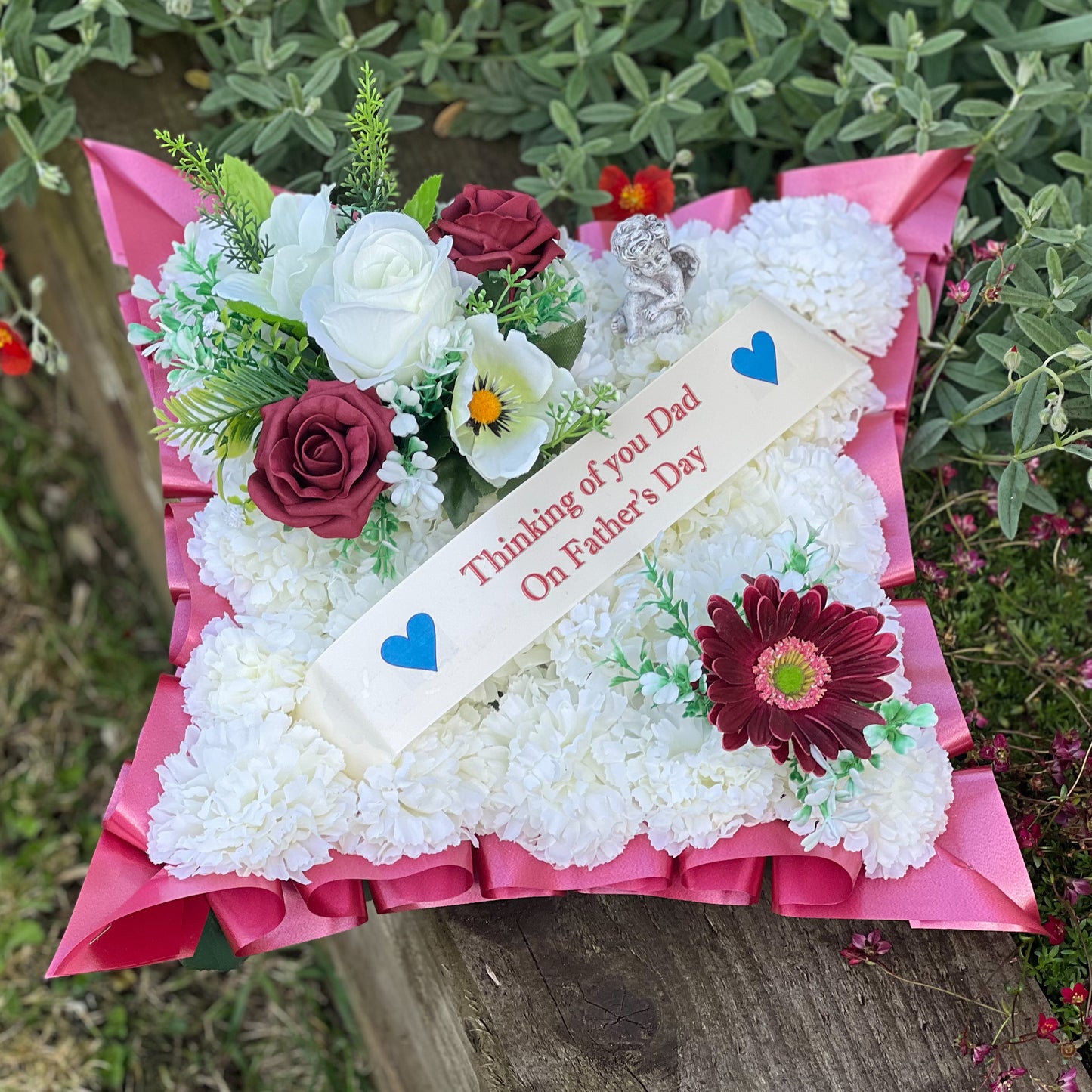 Burgundy Father’s Day Cushion with Angel