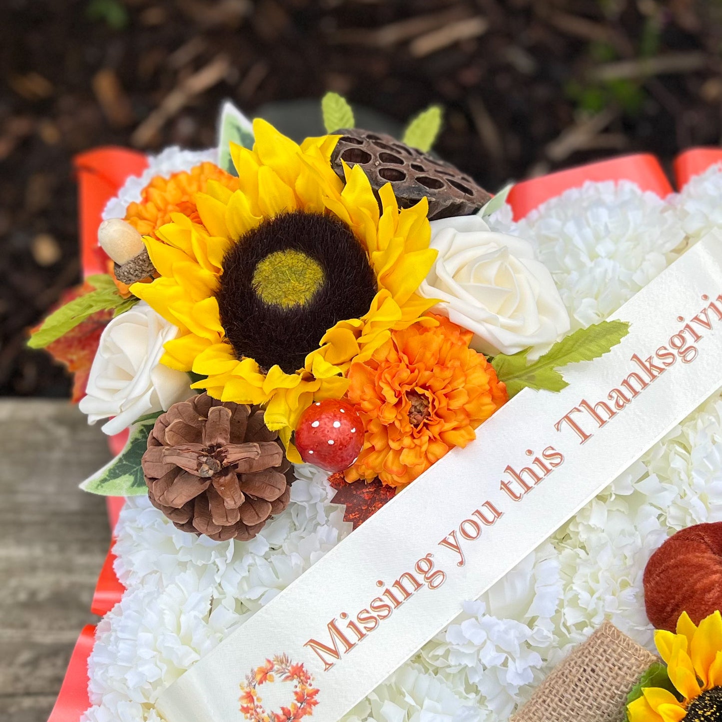 Autumn Cushion Grave Wreath