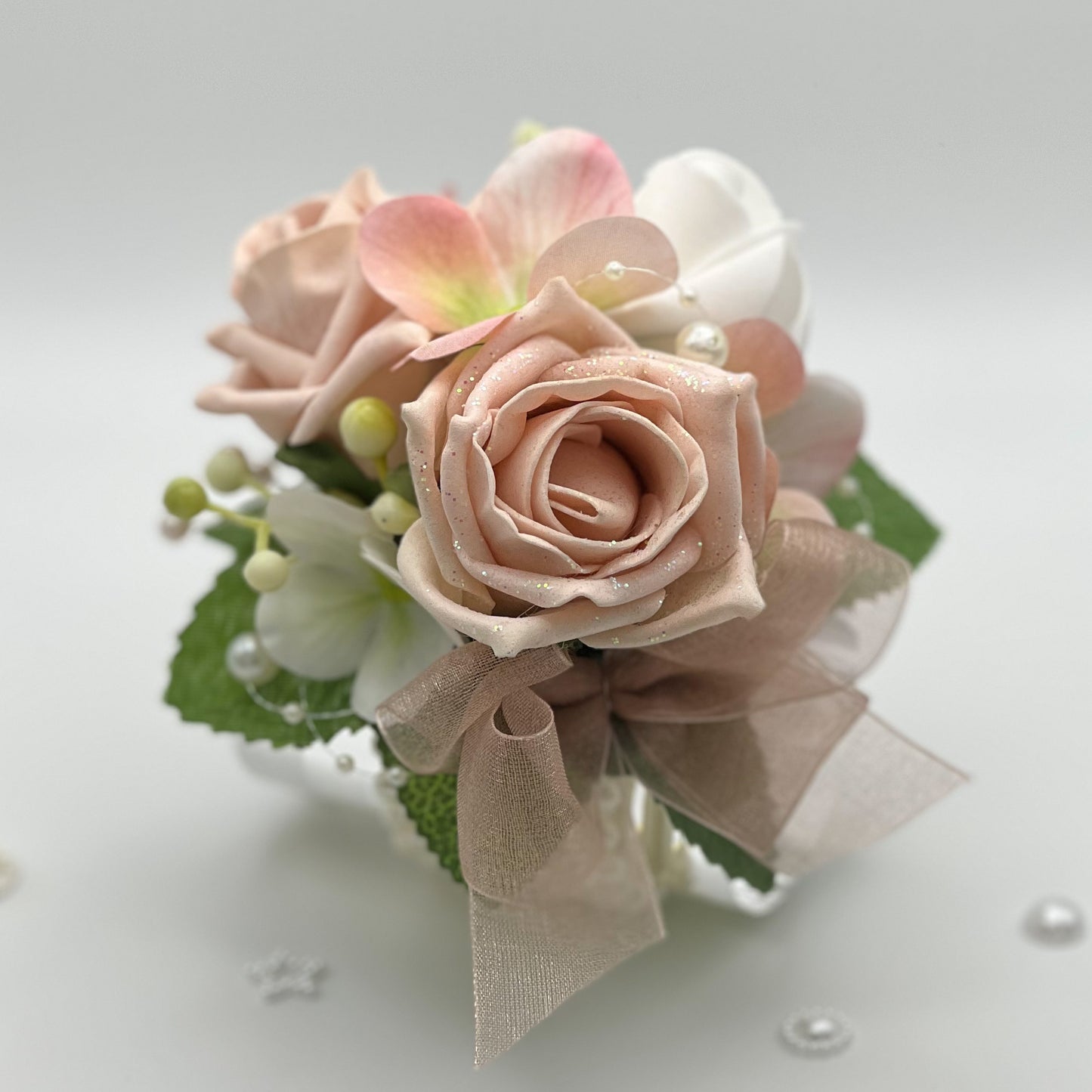 Mixed Blush Rose Debs Flower Corsage