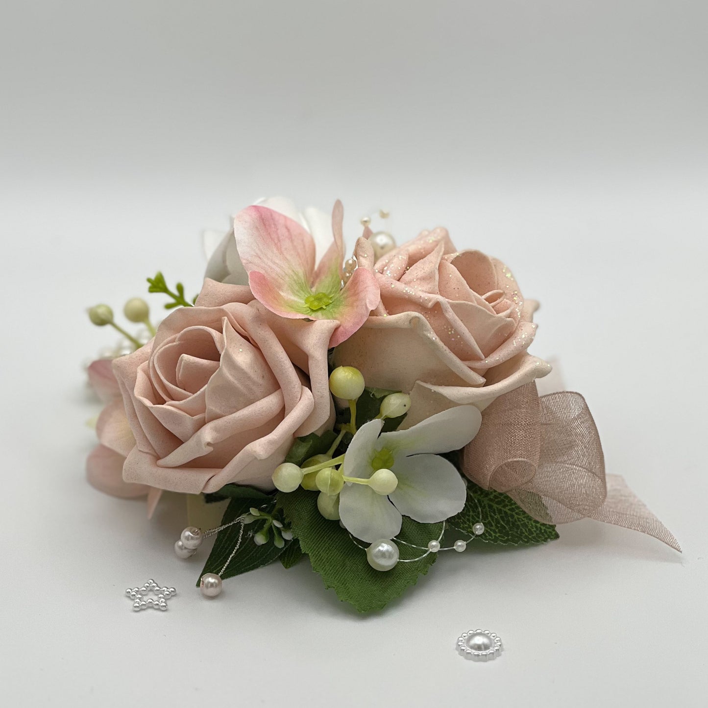 Mixed Blush Rose Debs Flower Corsage 2