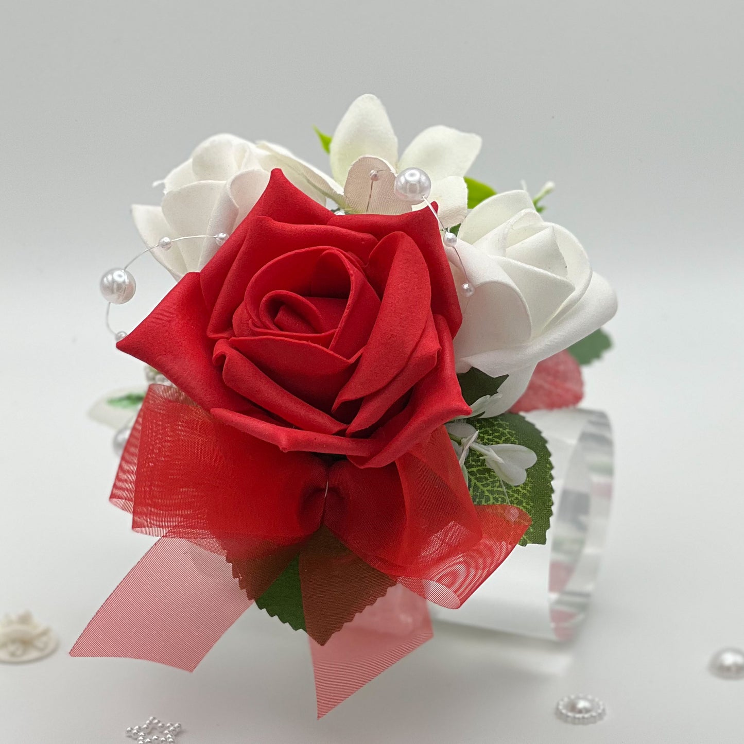 Mixed Red Rose Debs Flower Corsage