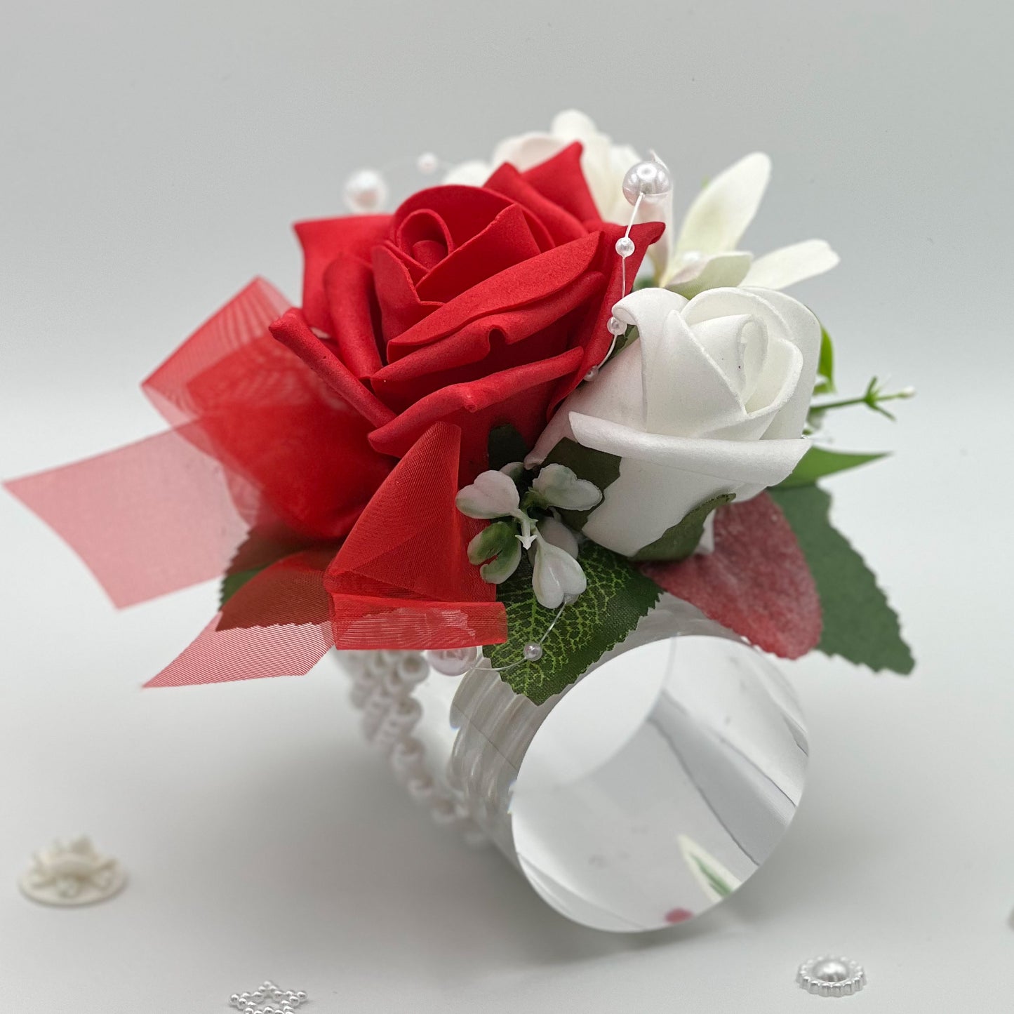 Mixed Red Rose Debs Flower Corsage 1
