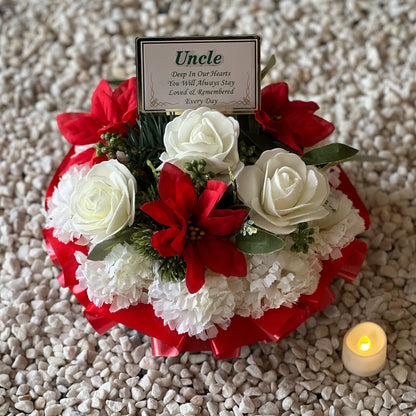 Posy Funeral Wreath with Plaque - Red