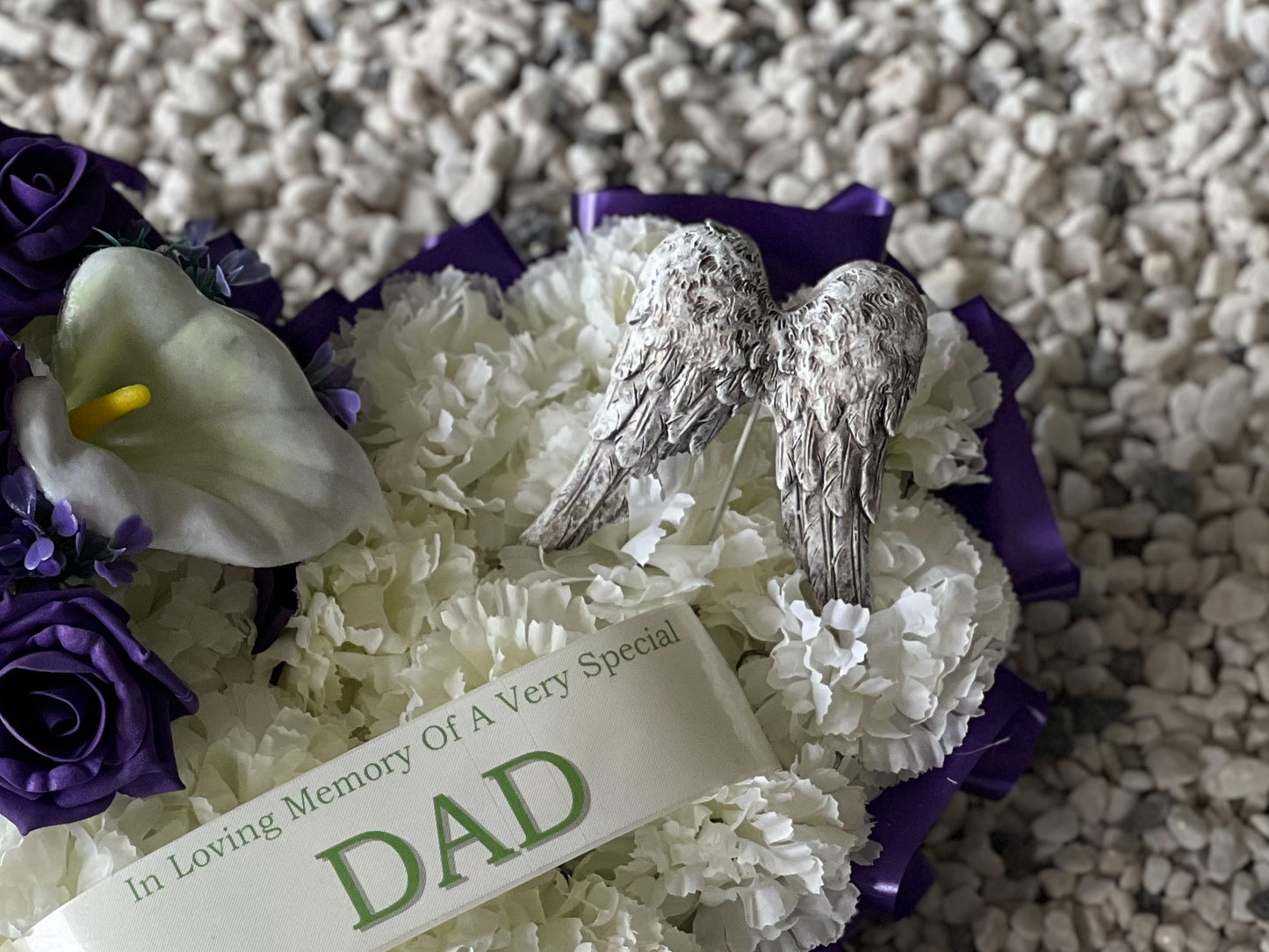 Purple Heart Wreath with Angel Wings