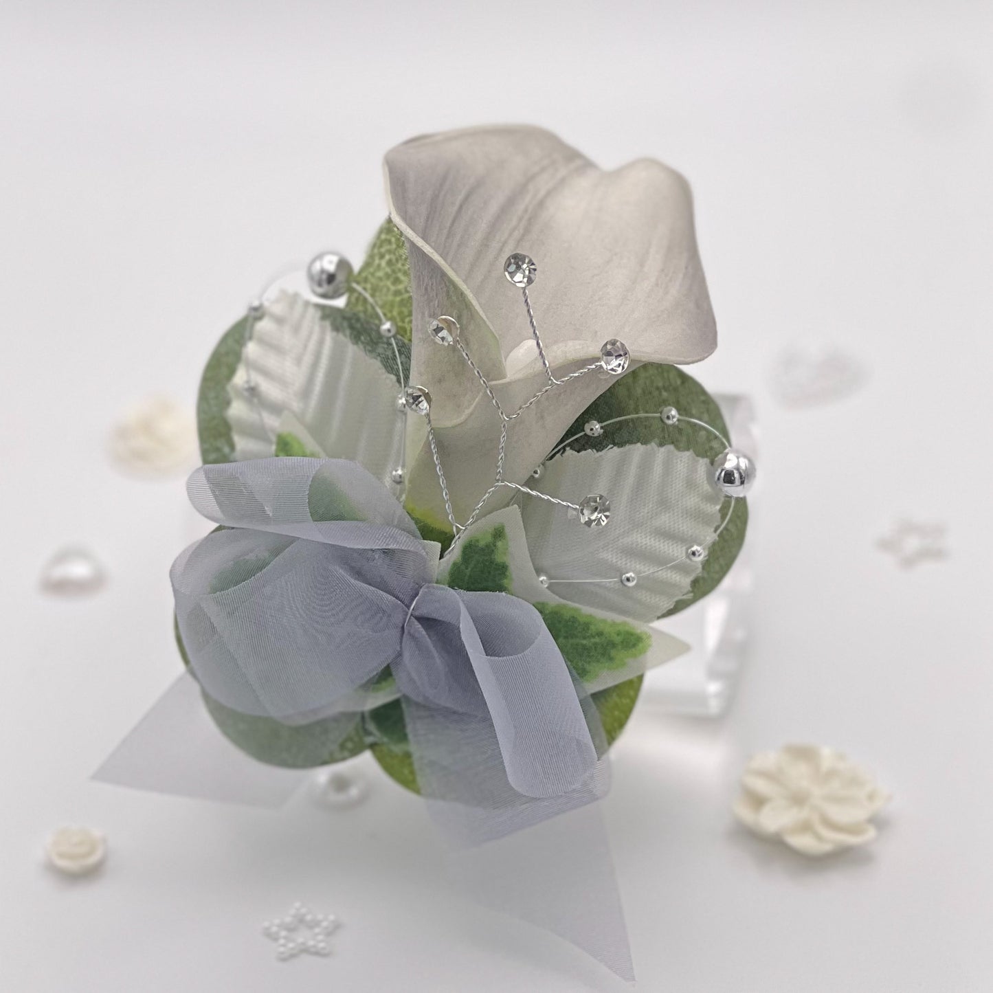 Light Silver Calla Lily - Debs Flower Corsage