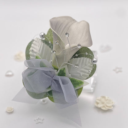 Light Silver Calla Lily - Debs Flower Corsage