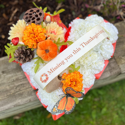 Autumn Heart Grave Wreath