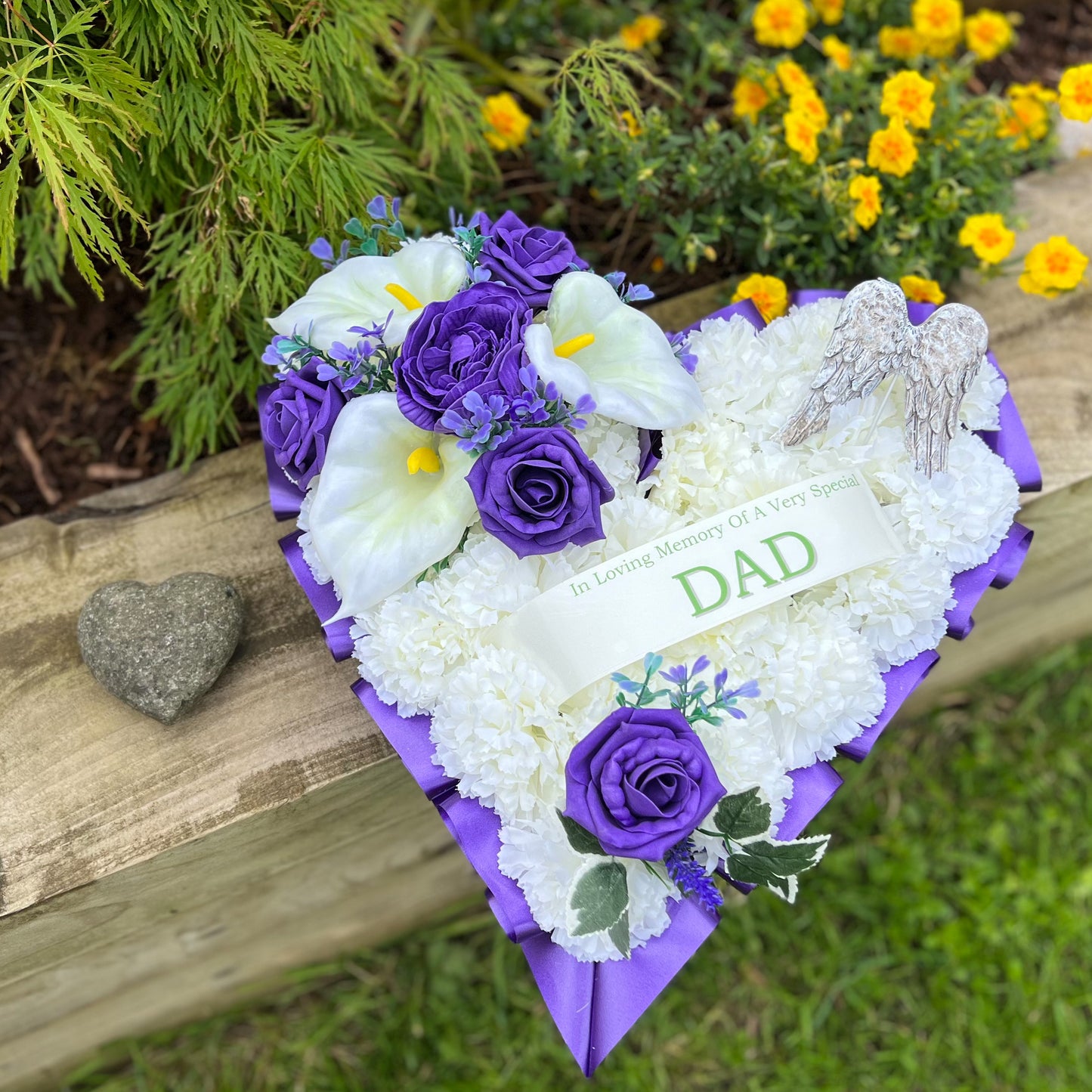 Purple Heart Wreath with Angel Wings