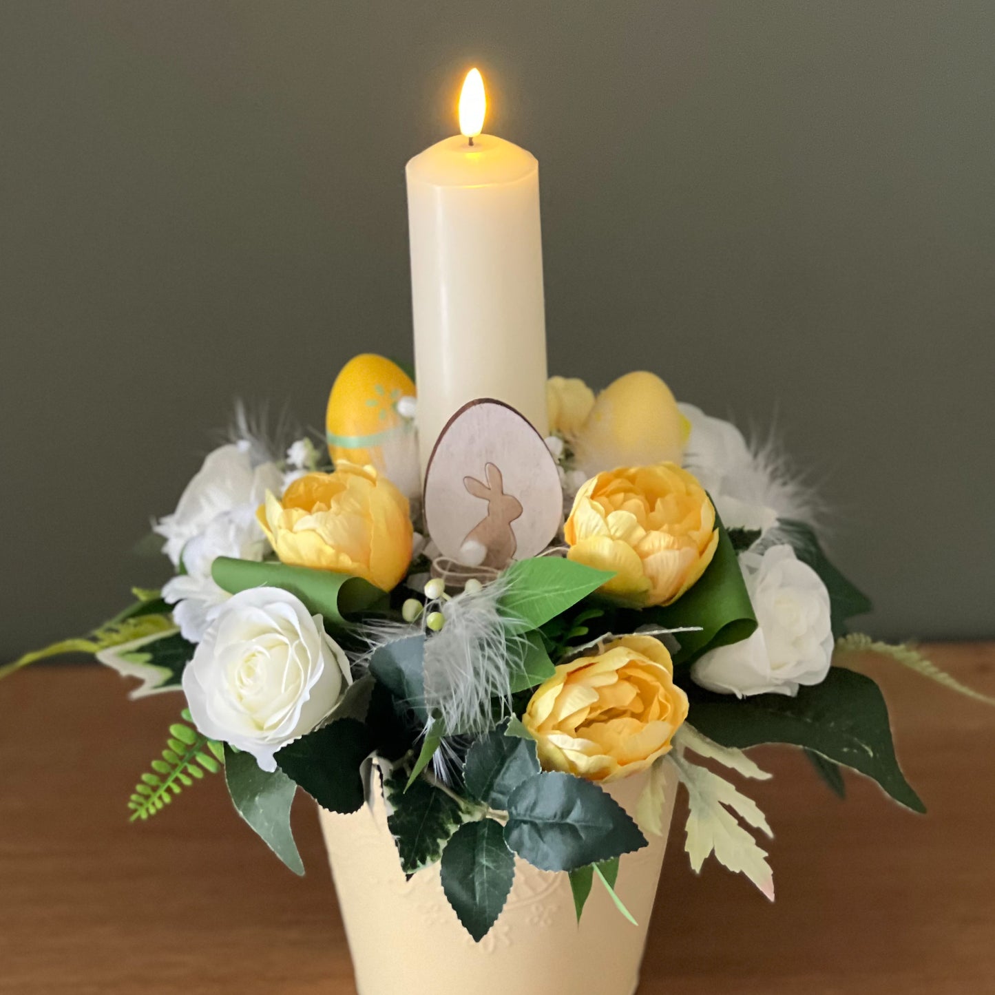 Spring Candle Table Centrepiece - Yellow