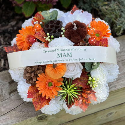 Round Autumn Grave Wreath