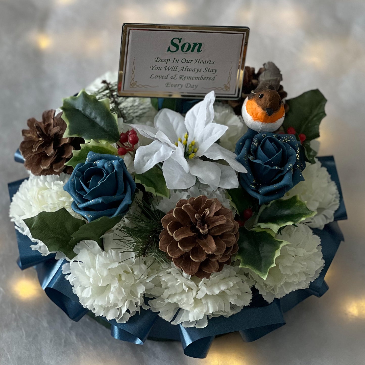 Christmas Posy with Plaque - Navy