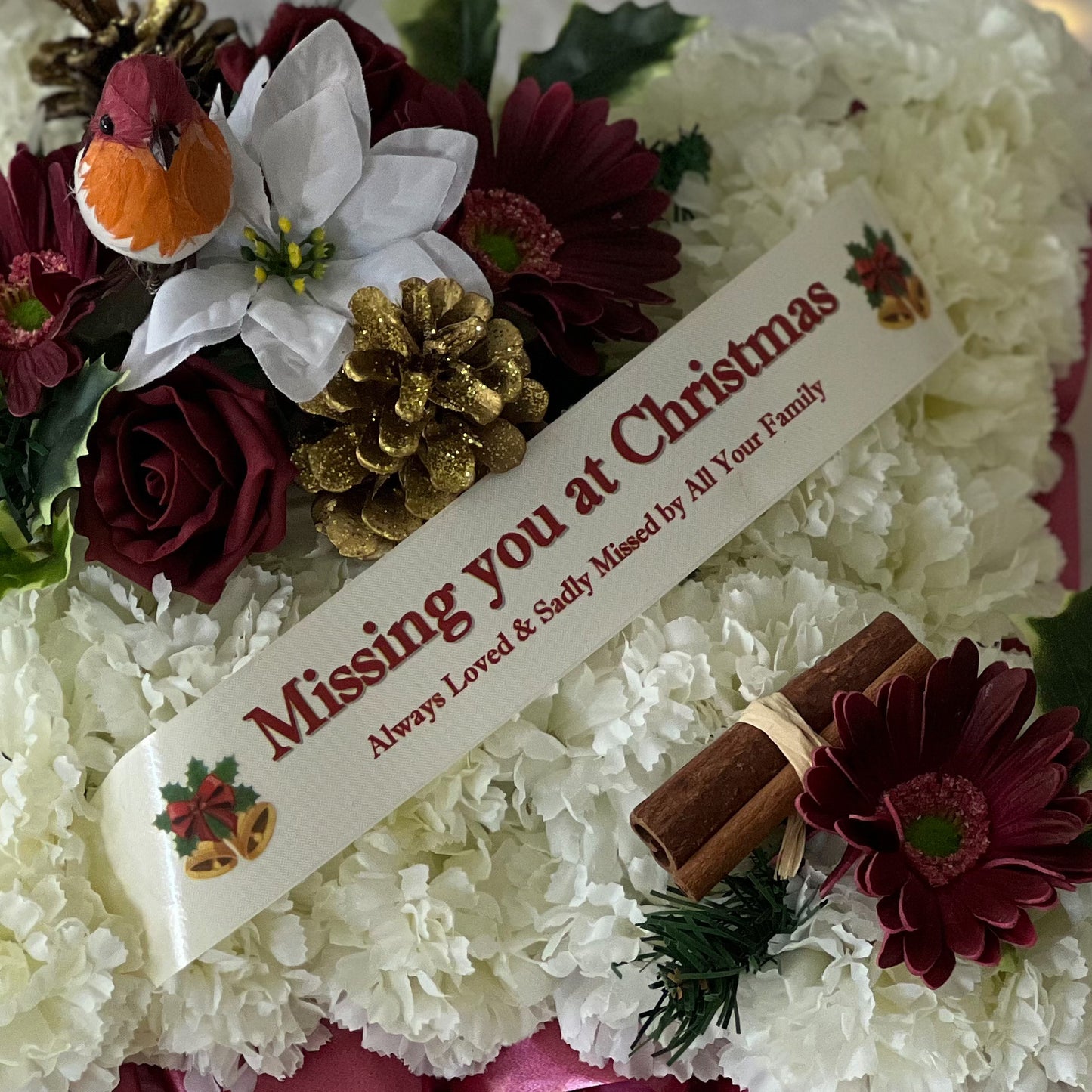 Christmas Cushion Grave Wreath - Burgundy