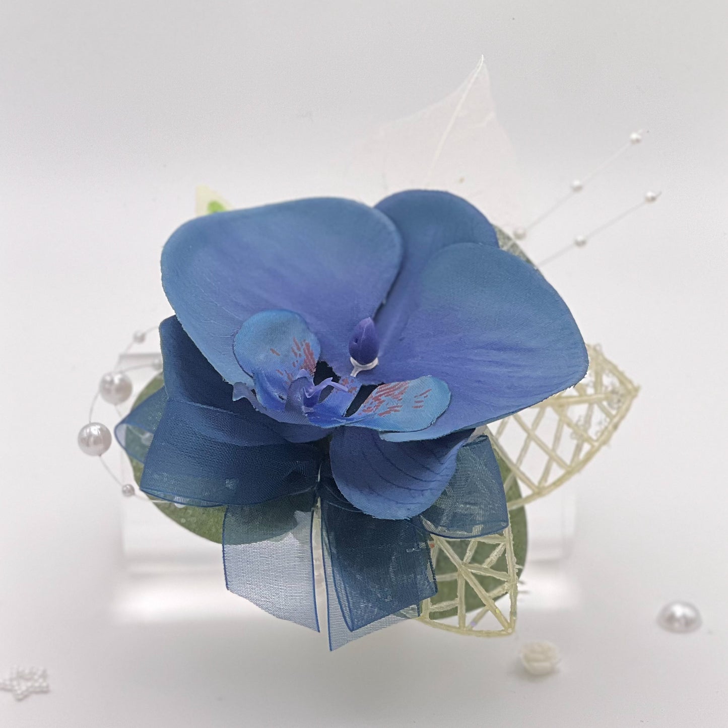 Navy Orchid with Pearl - Debs Flower Corsage