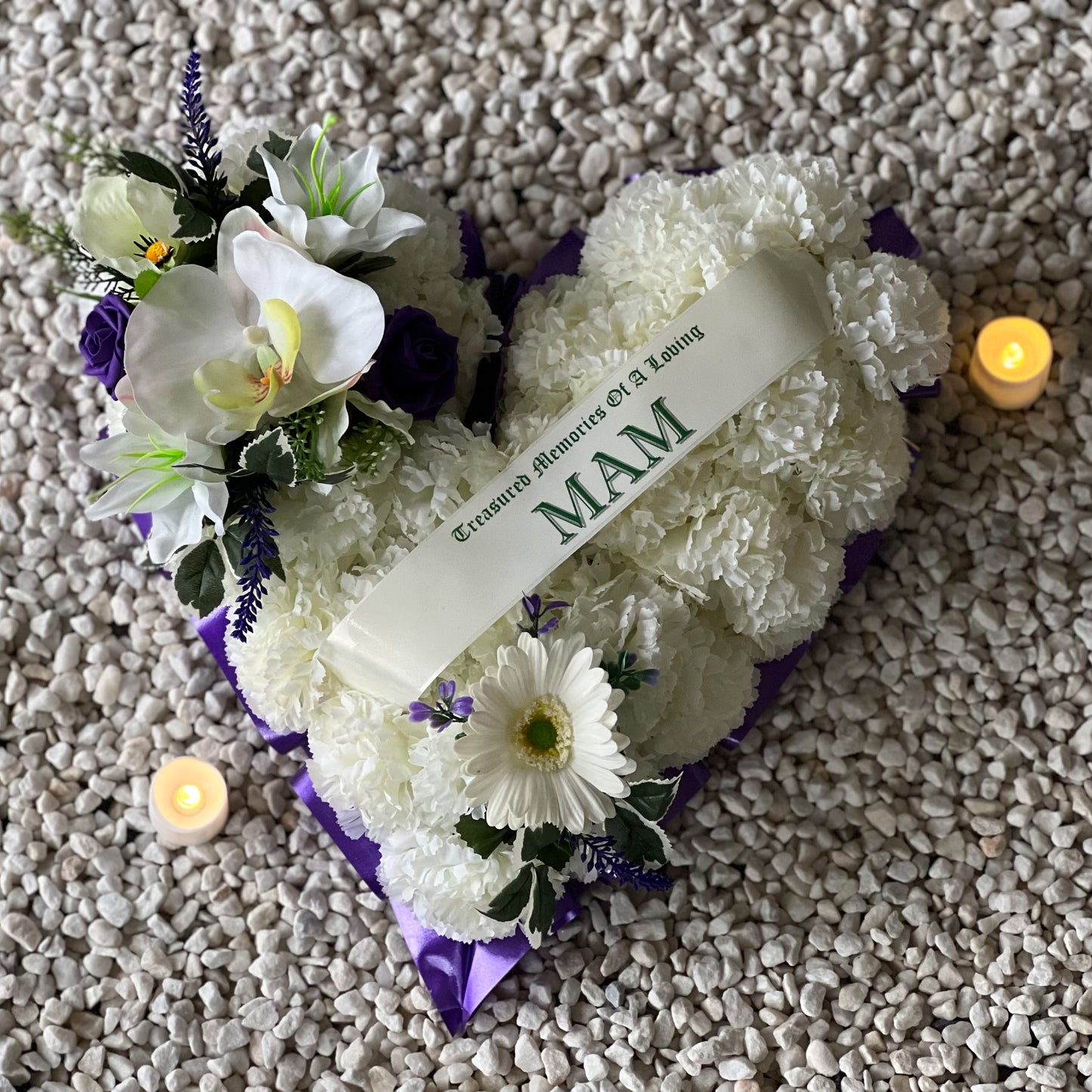 Funeral Heart Grave Wreath - Purple