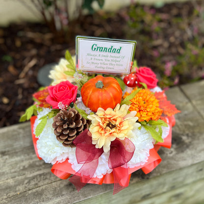Autumn Posy Grave Wreath with plaque