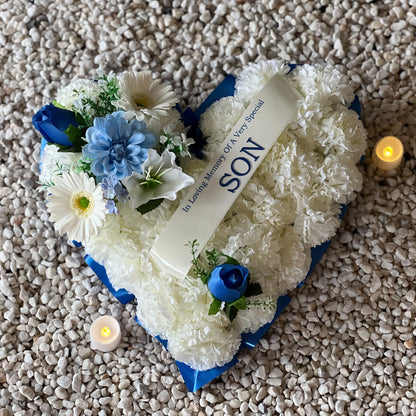 Funeral Heart Grave Wreath - Blue