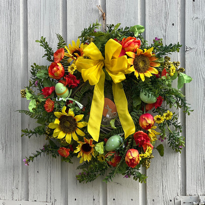 Sunflower and Meadow Spring Door Wreath