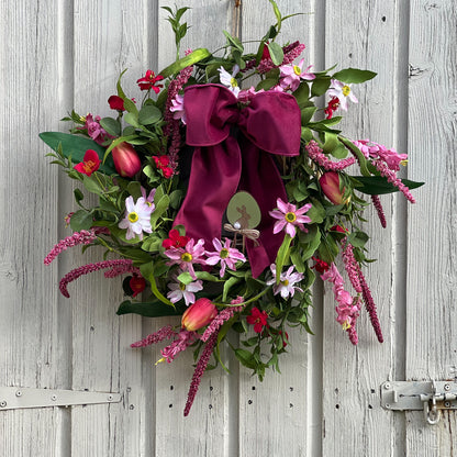 Pink Daisy Blossom Spring Door Wreath