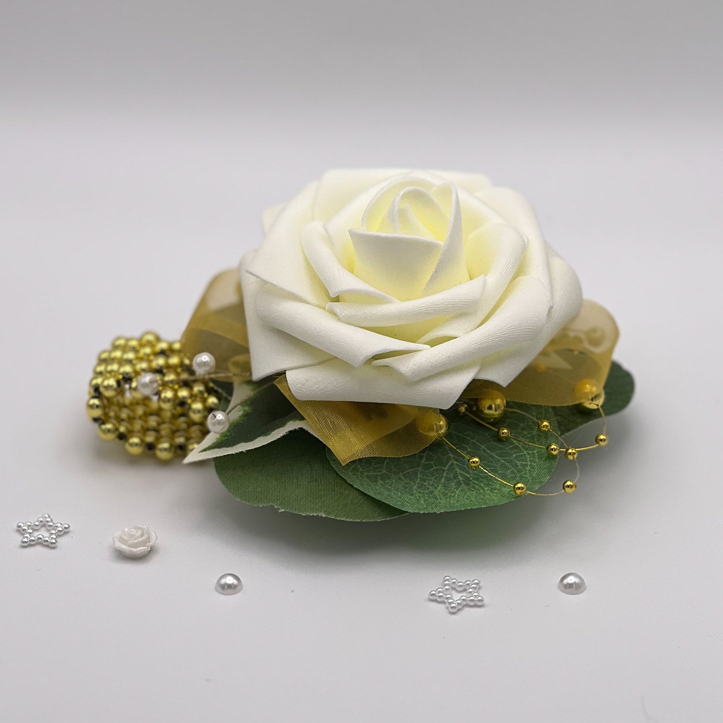 Ivory Rose with Gold - Debs Corsage