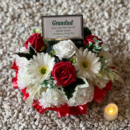 Posy Funeral Wreath with Plaque - Red