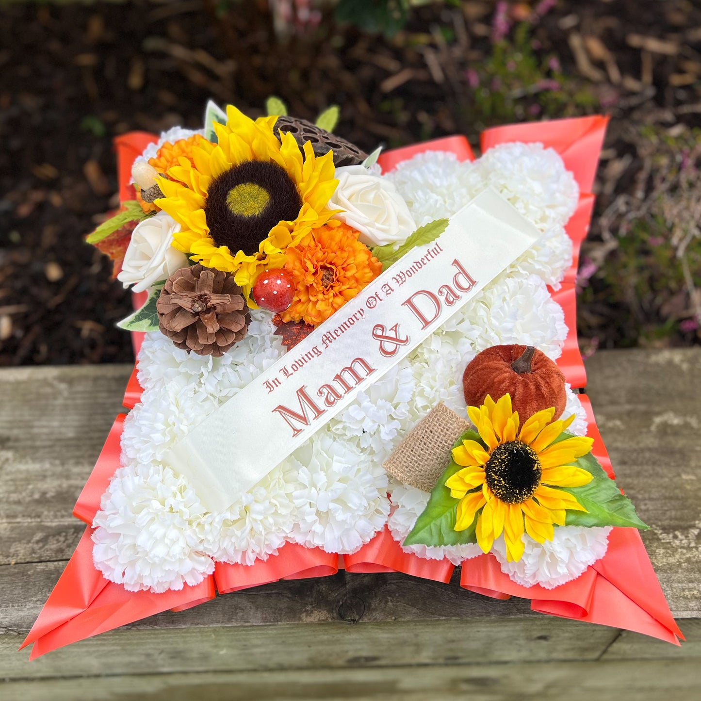 Autumn Cushion Grave Wreath