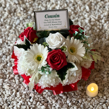 Posy Funeral Wreath with Plaque - Red