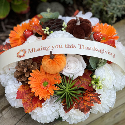 Round Autumn Grave Wreath