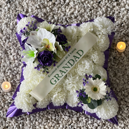 Funeral Cushion Grave Wreath - Purple