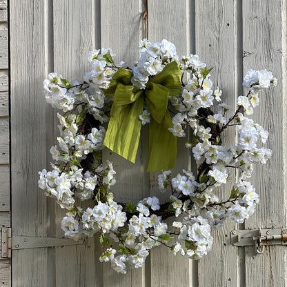 White Spring Blossom Door Wreath