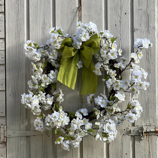 White Spring Blossom Door Wreath