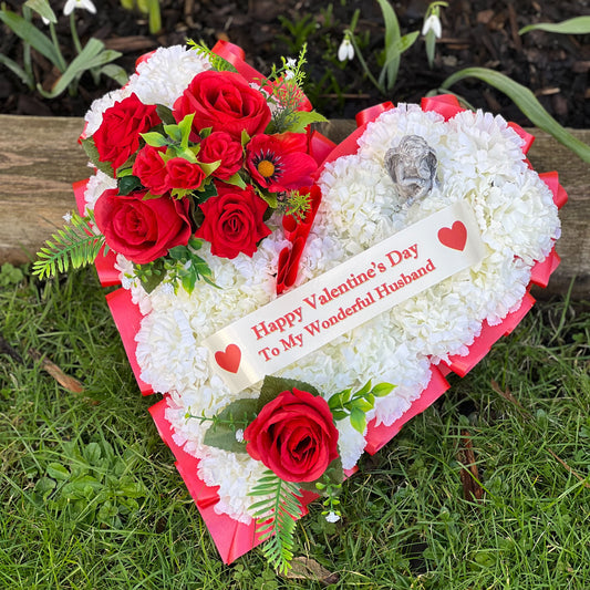 Red Valentines Heart Wreath with Angel