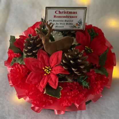 Christmas Posy Grave Wreath - Reindeer