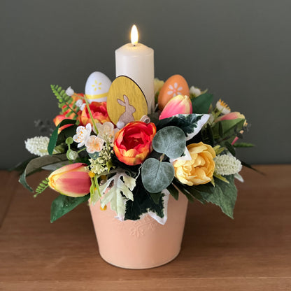 Spring Candle Table Centrepiece - Orange