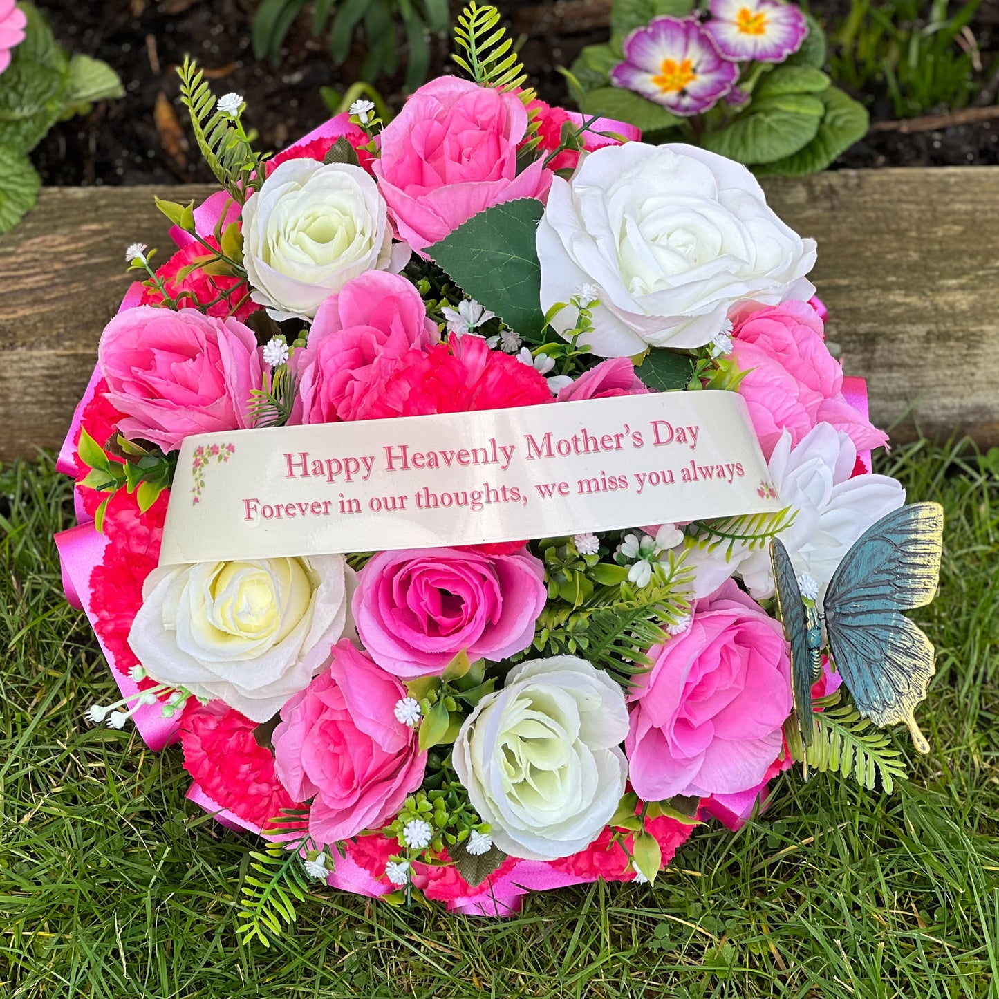 Pink Mother’s Day Grave Wreath