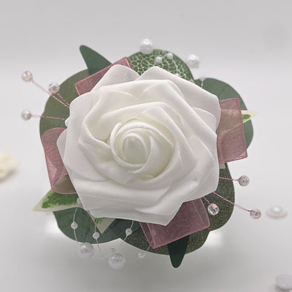 White Rose with Light Pink - Debs Flower Corsage