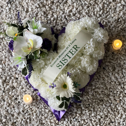 Funeral Heart Grave Wreath - Purple