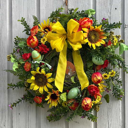 Sunflower and Meadow Spring Door Wreath