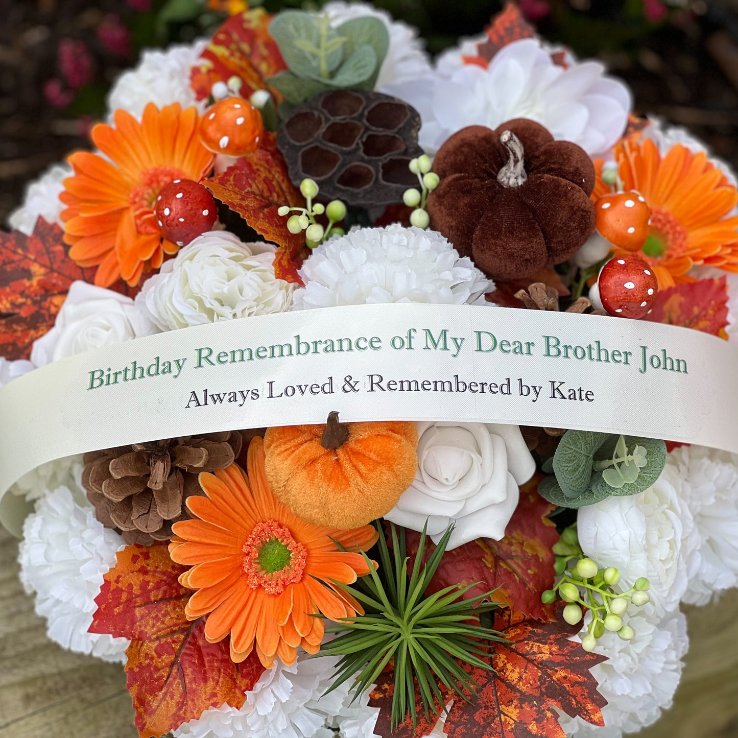 Round Autumn Grave Wreath