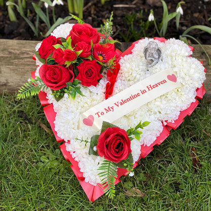 Red Valentines Heart Wreath with Angel