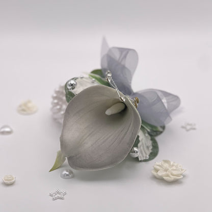 Light Silver Calla Lily - Debs Flower Corsage