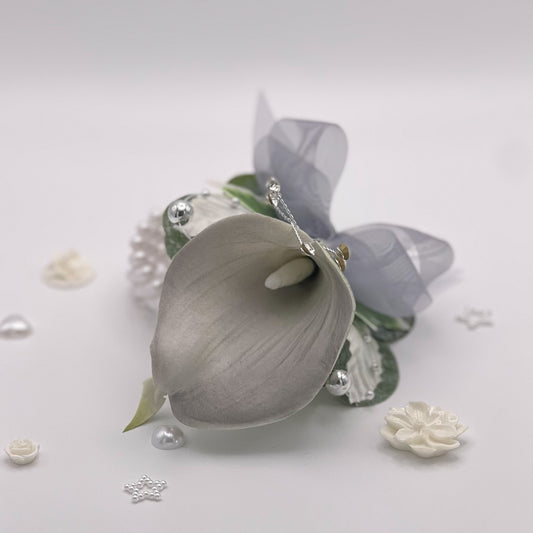 Light Silver Calla Lily - Debs Flower Corsage