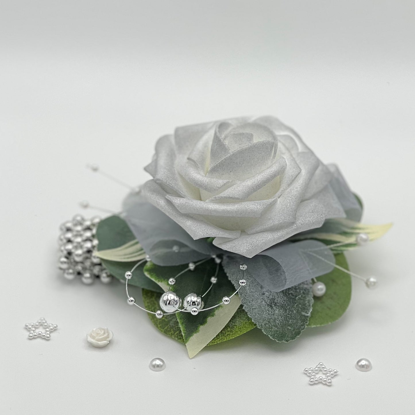 Light Silver Rose - Debs Flower Corsage