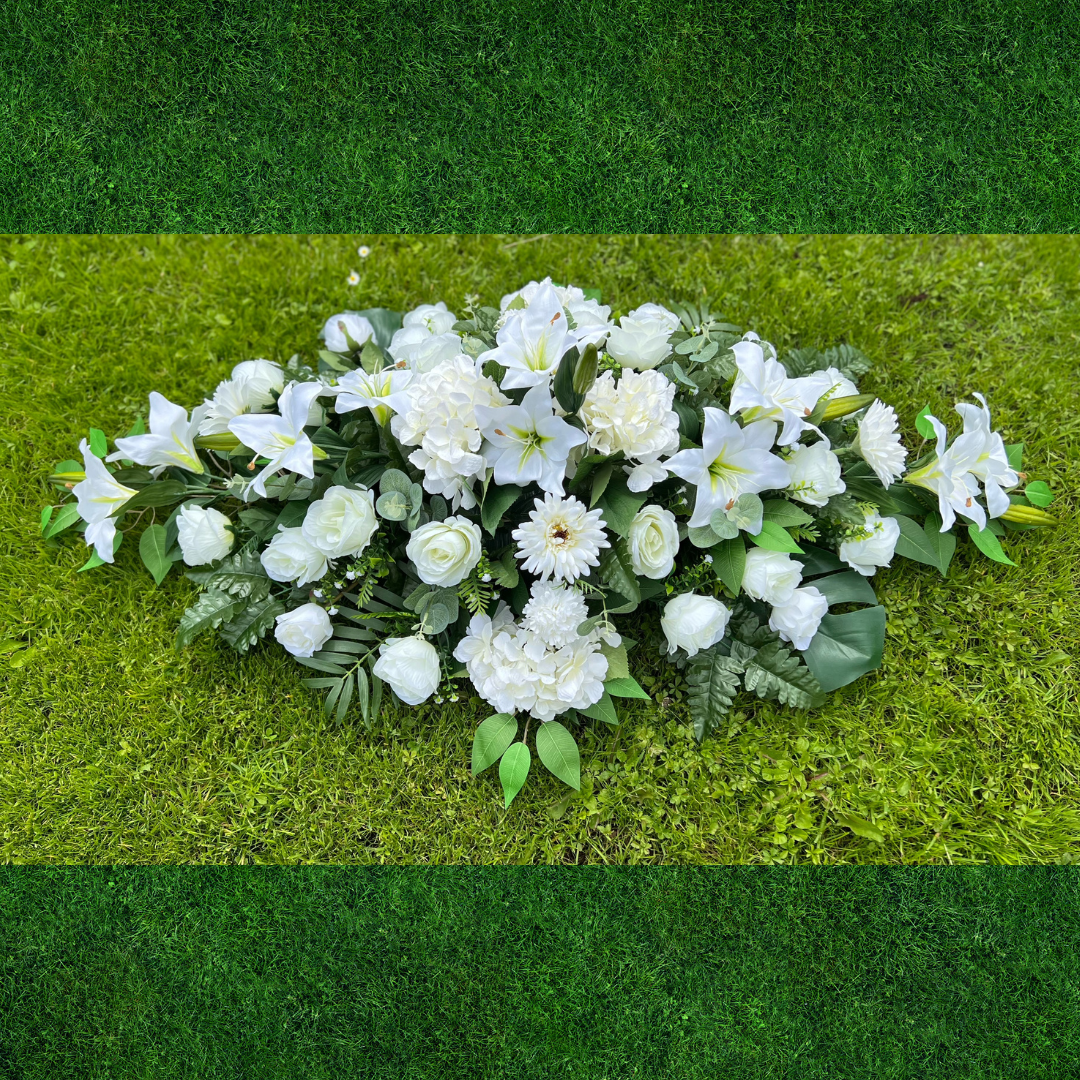 Large White Coffin Spray Wreath