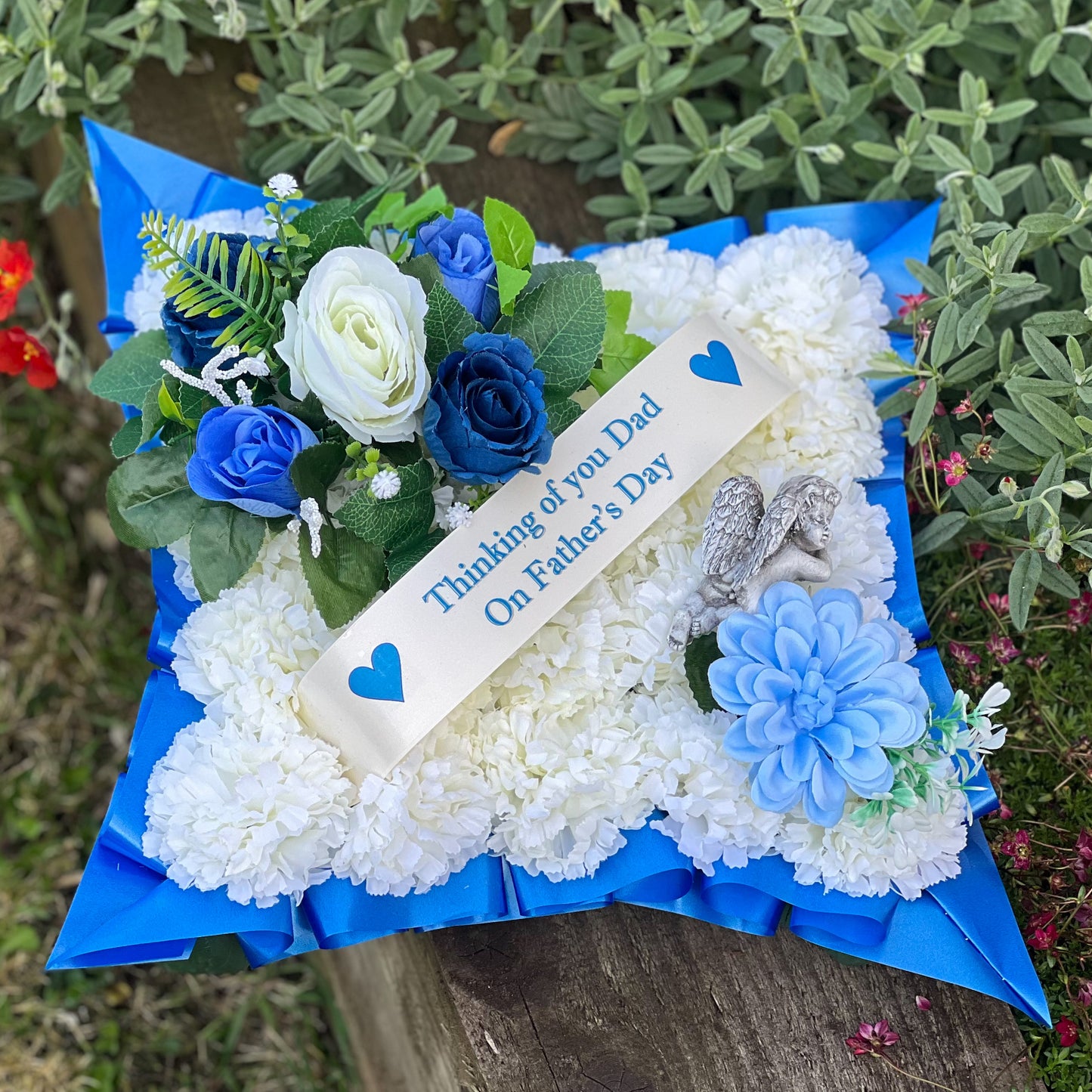 Blue Father’s Day Cushion with Angel