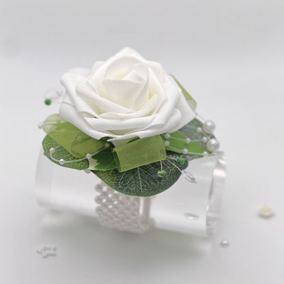 White Rose with Sage Green - Debs Flower Corsage