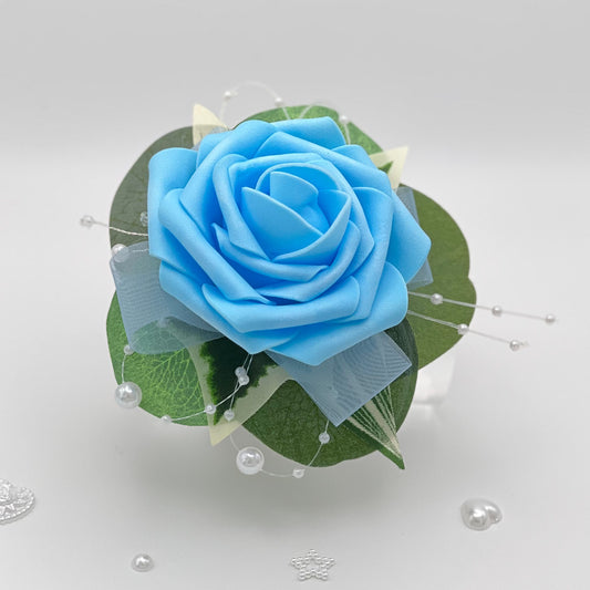 Aqua Blue Rose Debs Corsage