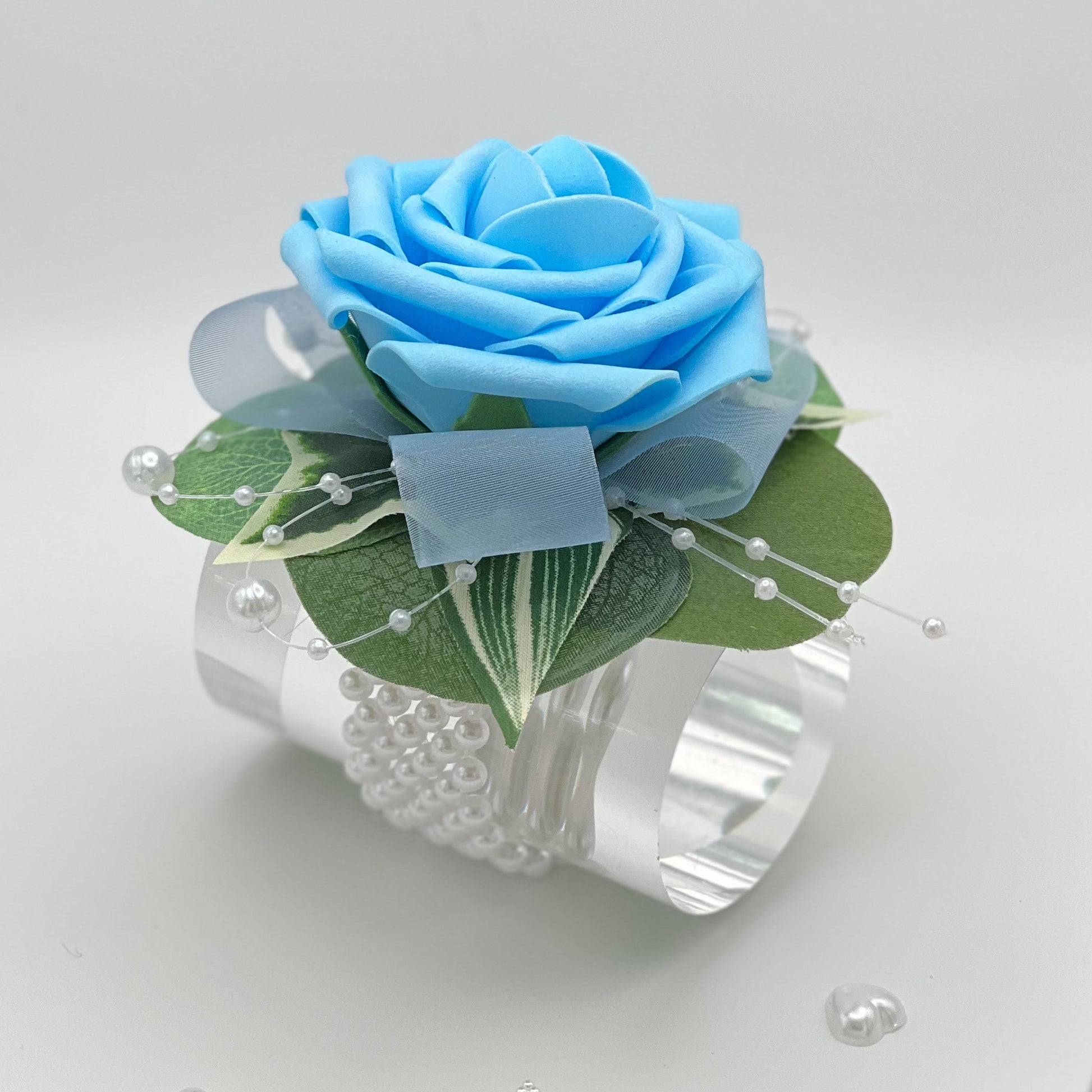 Aqua Blue Rose Debs Corsage 1