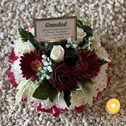 Posy Funeral Wreath with Plaque - Burgundy