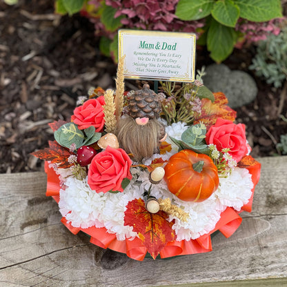 Autumn Posy Grave Wreath with plaque